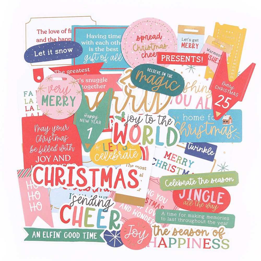 Very Merry Cardstock Diecut Ephemera – Sentiments 190pk