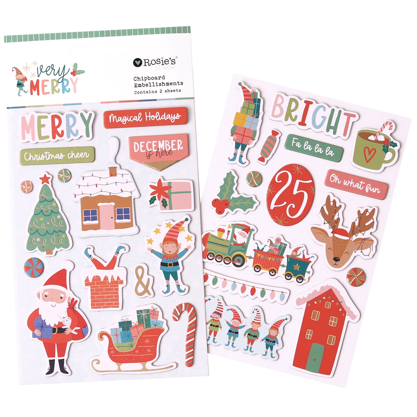 Very Merry Chipboard Embellishments 2 sheets